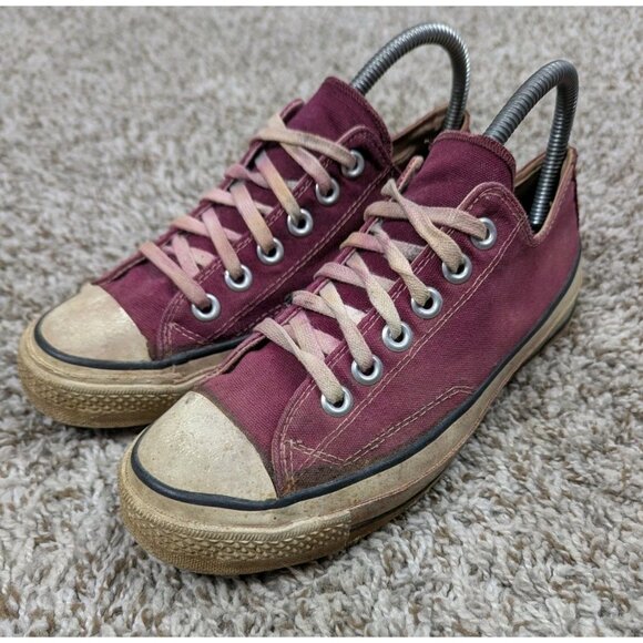 Vintage Converse Chuck Taylor Sneakers Mens 4.5 Maroon 60s 70s Low Top USA Made - Picture 1 of 10